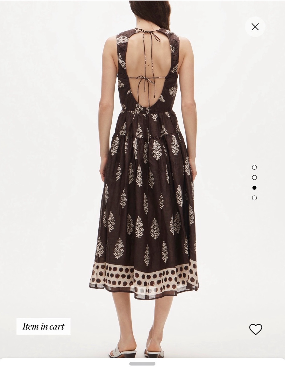 Jcrew open back midi in cocoa block print
